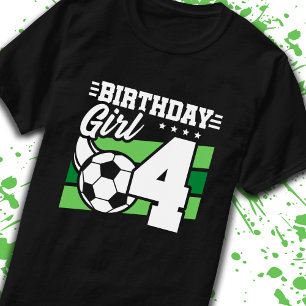 Camiseta Aniversário de futebol de 4 anos Menina de 4 de an