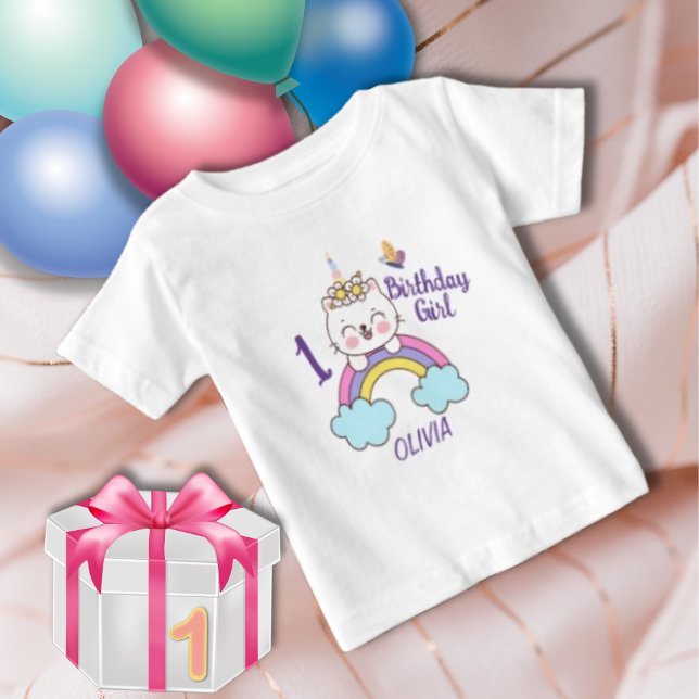 Camiseta Aniversário de Gato do Unicorn primeiro aniversari (Criador carregado)