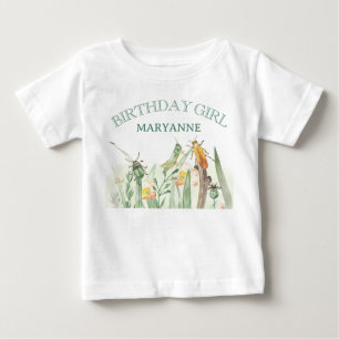 Camiseta Aniversário de inseto Bug infantil aquarela