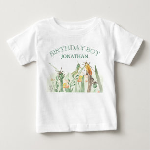 Camiseta Aniversário de inseto infantil aquarela
