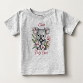 Camiseta Aniversário de Koala com Aquarela Rosa