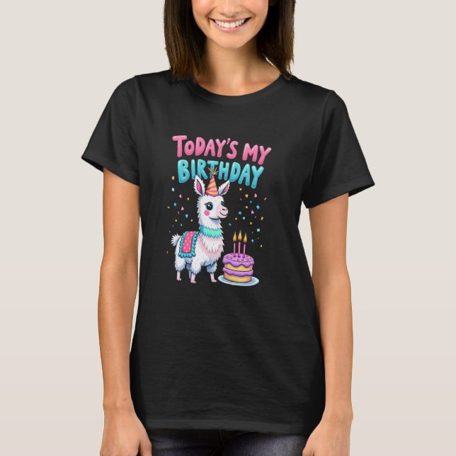 Camiseta Aniversário de Lhama Adorável (Frente)