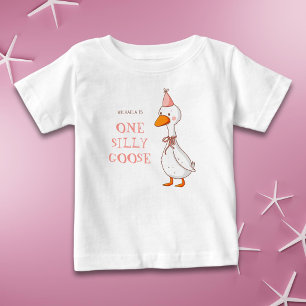 Camiseta Aniversário de Menina Rosa Fofa Um Ganso Bobo
