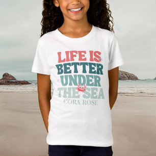 Camiseta Aniversário de Meninas Sereia Debaixo do Mar