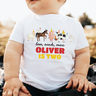 Camiseta Aniversário de Menino com Animais da Fazenda