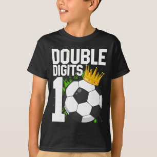 Camiseta Aniversário de Menino de Futebol 10 Anos Dígitos D