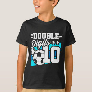 Camiseta Aniversário de Menino de Futebol 10 Anos Dígitos D