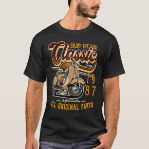 Camiseta Aniversário de motoPatinete Classic Moped Rider 19