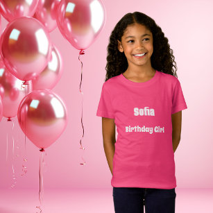 Camiseta Aniversário de nome rosa
