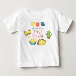 Camiseta Aniversário de Primeiro Ano Fiesta Aquarela