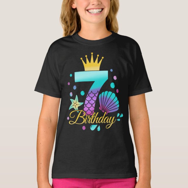 Camiseta Aniversário de Sereia 7º Aniversário  (Frente)