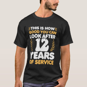 Camiseta Aniversário de serviço Homens Mulheres 12 anos de