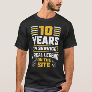 Camiseta Aniversário de Trabalho 10 Anos em Serviço