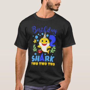 Camiseta Aniversário De Tubarão Para Um Menino De 2 Anos De