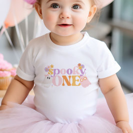 Camiseta Aniversário de um ano com tema de Halloween retrô