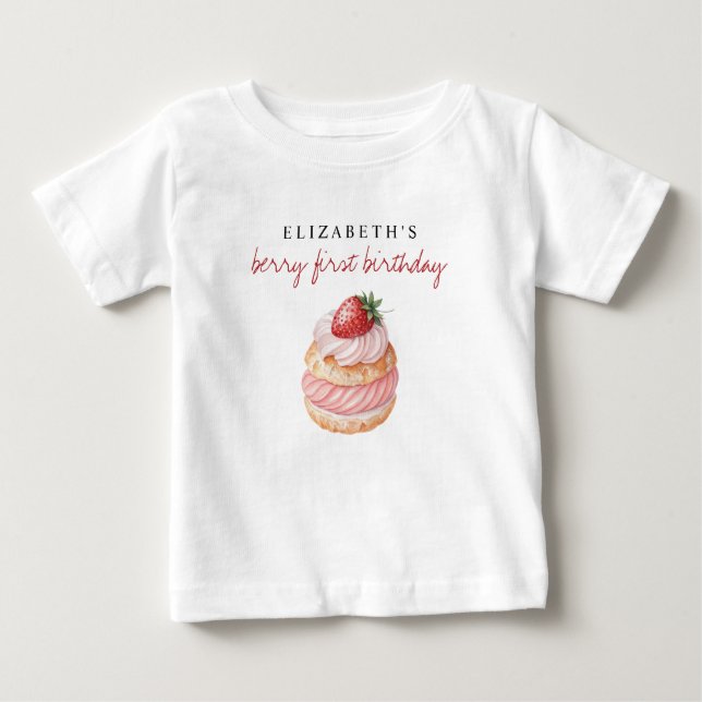 Camiseta Aniversário de Um Ano da Berry com Nome Personaliz (Frente)