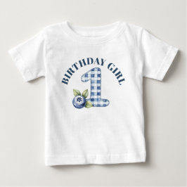 Camiseta Aniversário de um ano da criança com mirtilo azul