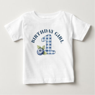 Camiseta Aniversário de um ano da criança com mirtilo azul