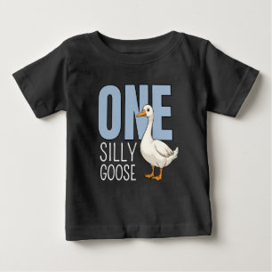 Camiseta Aniversário de Um Ano do Ganso Bobo Azul Personali