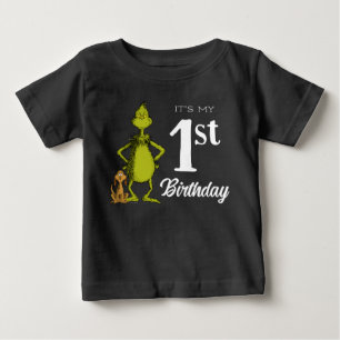 Camiseta Aniversário de um ano do Grinch no quadro-negro