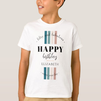 Camiseta Aniversário design minimalista em cores pastosas