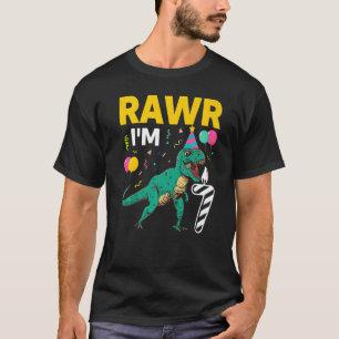 Camiseta Aniversário Dinossauro de 7 Anos 7 de Criança de A