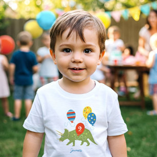 Camiseta Aniversário Dinossauro Triceratops Nome Personaliz