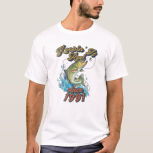 Camiseta Aniversário Divertido de Pesca Desde 1991 Mantendo