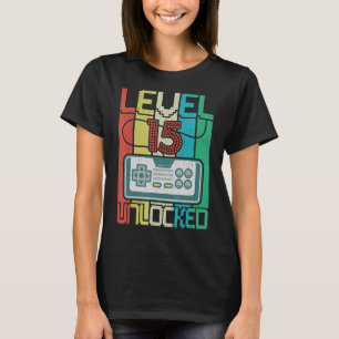 Camiseta Aniversário do 15 de jogador de vídeo desbloqueado