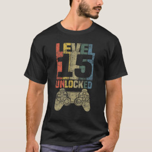 Camiseta Aniversário do 15 de jogador de vídeo desbloqueado