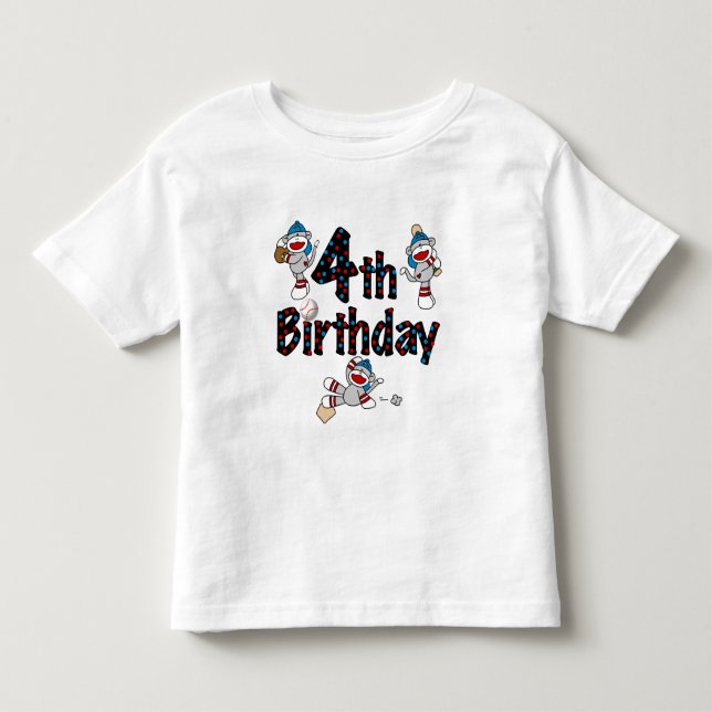 Camiseta Aniversário do 4º Monkey Sock Baseball (Frente)