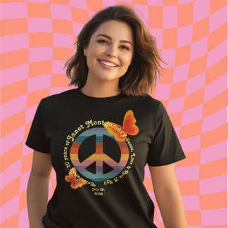 Camiseta Aniversário do 70 de Borboleta Hippie Retro