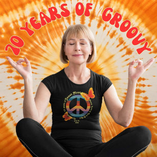 Camiseta Aniversário do 70 de Borboleta Hippie Retro