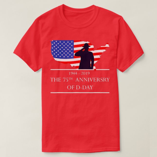 Camiseta Aniversário do 75.o dia D 1944 Especiais de 2019 A (Frente do Design)