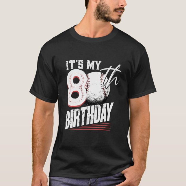 Camiseta Aniversário do 80 de Baseball com 80 anos (Frente)
