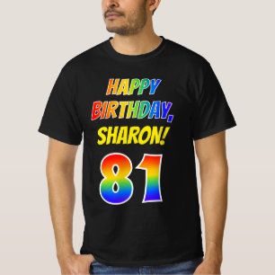 Camiseta Aniversário do 81rua. Negrito, Divertido, Rainbow
