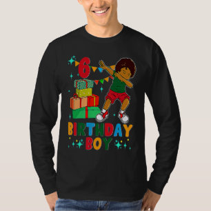 Camiseta Aniversário do African American Boy 6 Birthday You