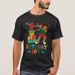Camiseta Aniversário do African American Boy 6 Birthday You