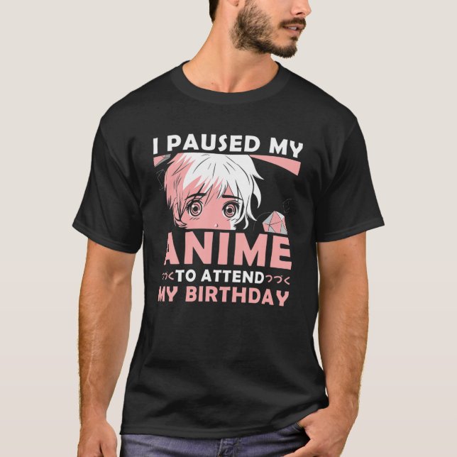 Camiseta Aniversário do Aniversário Anime Merch Kawaii Otak (Frente)
