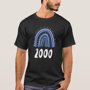Camiseta Aniversário Do Ano Azul Arco-Íris De Nascimento 20