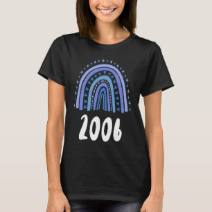 Camiseta Aniversário Do Ano Azul Arco-Íris De Nascimento De