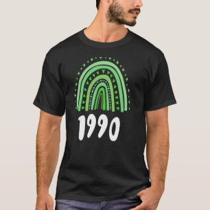 Camiseta Aniversário Do Ano Verde Do Arco-Íris De 1990