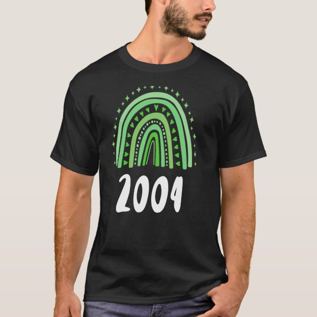 Camiseta Aniversário Do Ano Verde Do Arco-Íris De 2004 (Frente)