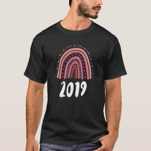 Camiseta Aniversário Do Ano Vermelho Do Arco-Íris De 2019