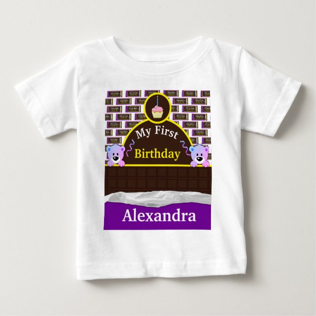 Camiseta Aniversário do Bar de chocolate personalizado (Frente)