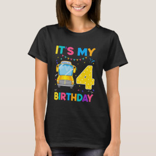 Camiseta Aniversário do Barramento Escolar com 4 anos de id