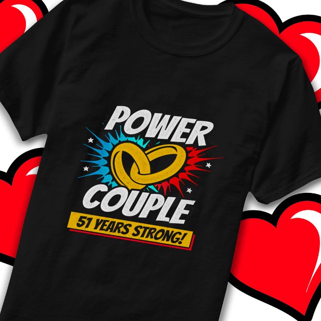 Camiseta Aniversário do Casal 51 anos da Quic Super Power 5 (Criador carregado)