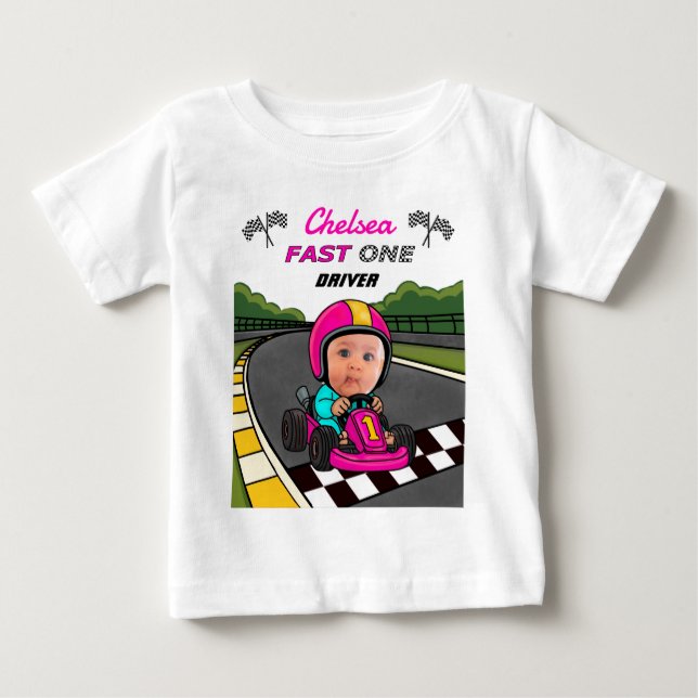 Camiseta Aniversário do Controlador de Carro Pink Rápido de (Frente)