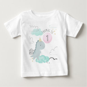 Camiseta Aniversário do Dinossauro Cute Personalizável