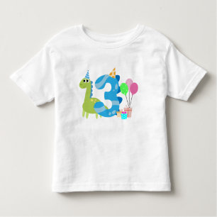 Camiseta Aniversário do Dinossauro de 3 Anos